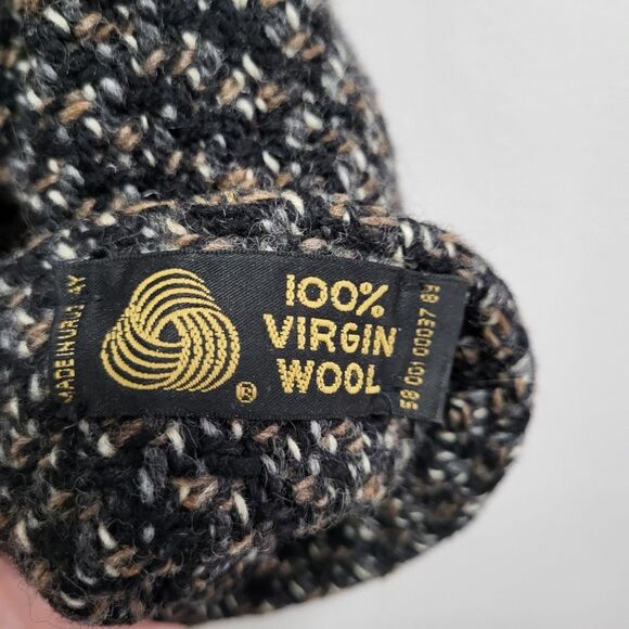 David Benjamin Vintage 80s Wool and Leather Double Breasted Tweed Coat Size 14 - Picture 6 of 10